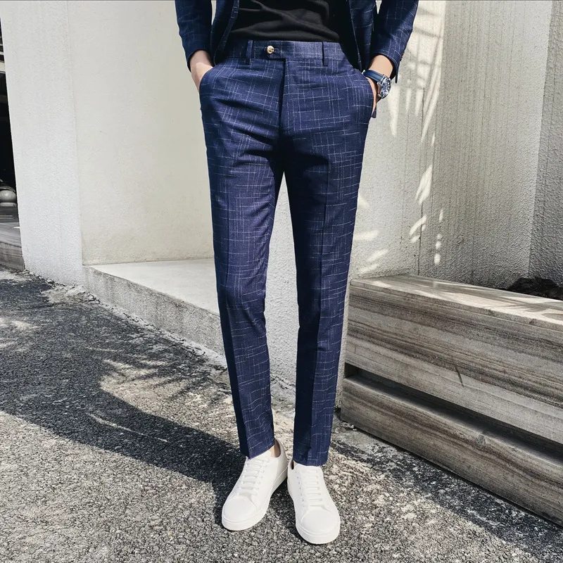 Trendy Men's Fashion Straight Trousers Business Men's Casual Pants - Blue