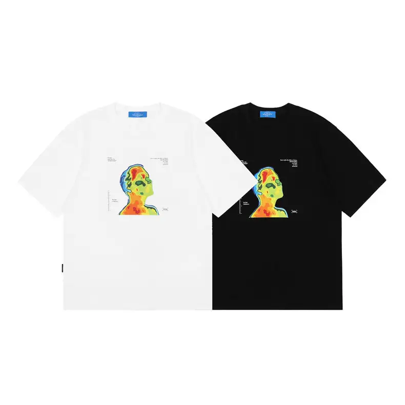 Japanese Simple Style Character Color Couple Short Sleeve