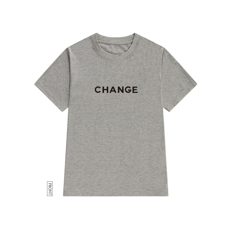 Simple Letter Change Print Short-sleeved T-shirt Women Loose Cotton