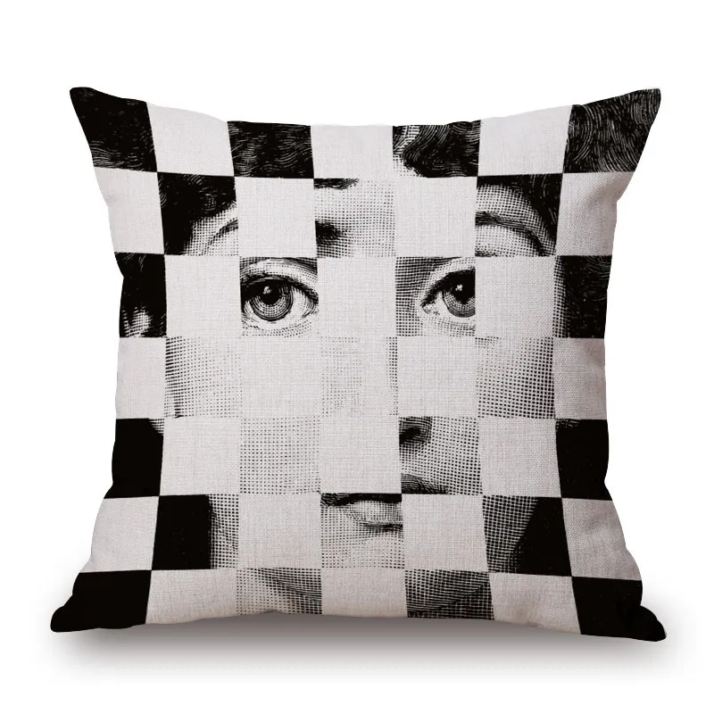 Retro Black Beauty Cotton Linen Pillowcase Sofa Cushion - 16Style