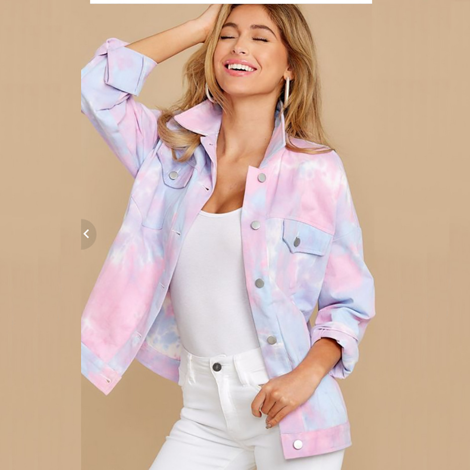 Long Sleeve Slim Harajuku Style Casual Fashion Tie-Dye Jacket