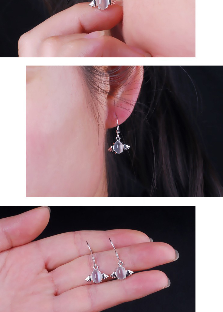 Angel Egg Earrings Pink Moonstone Angel Earrings