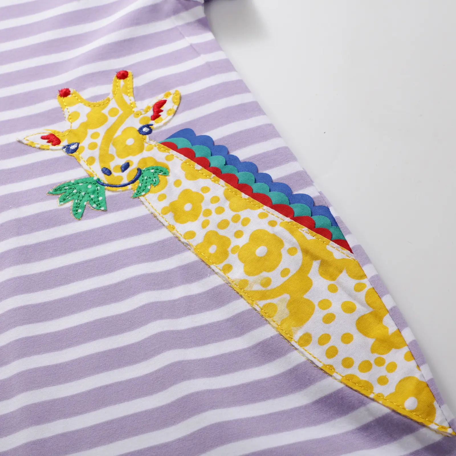 European and American Girl Dress Embroidered Giraffe