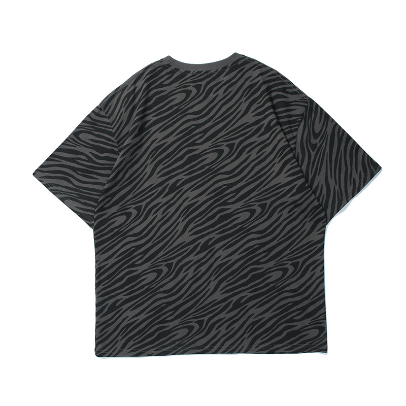 Zebra Print Bear Print Short Sleeve T-shirt
