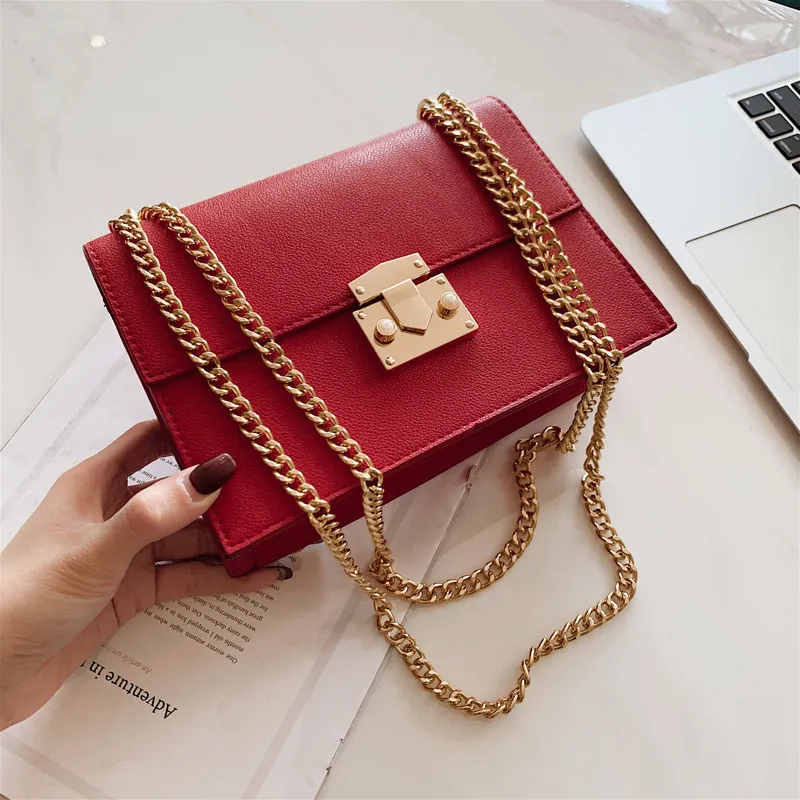 Yangqi Chain Single Shoulder Slant Span Package - Red