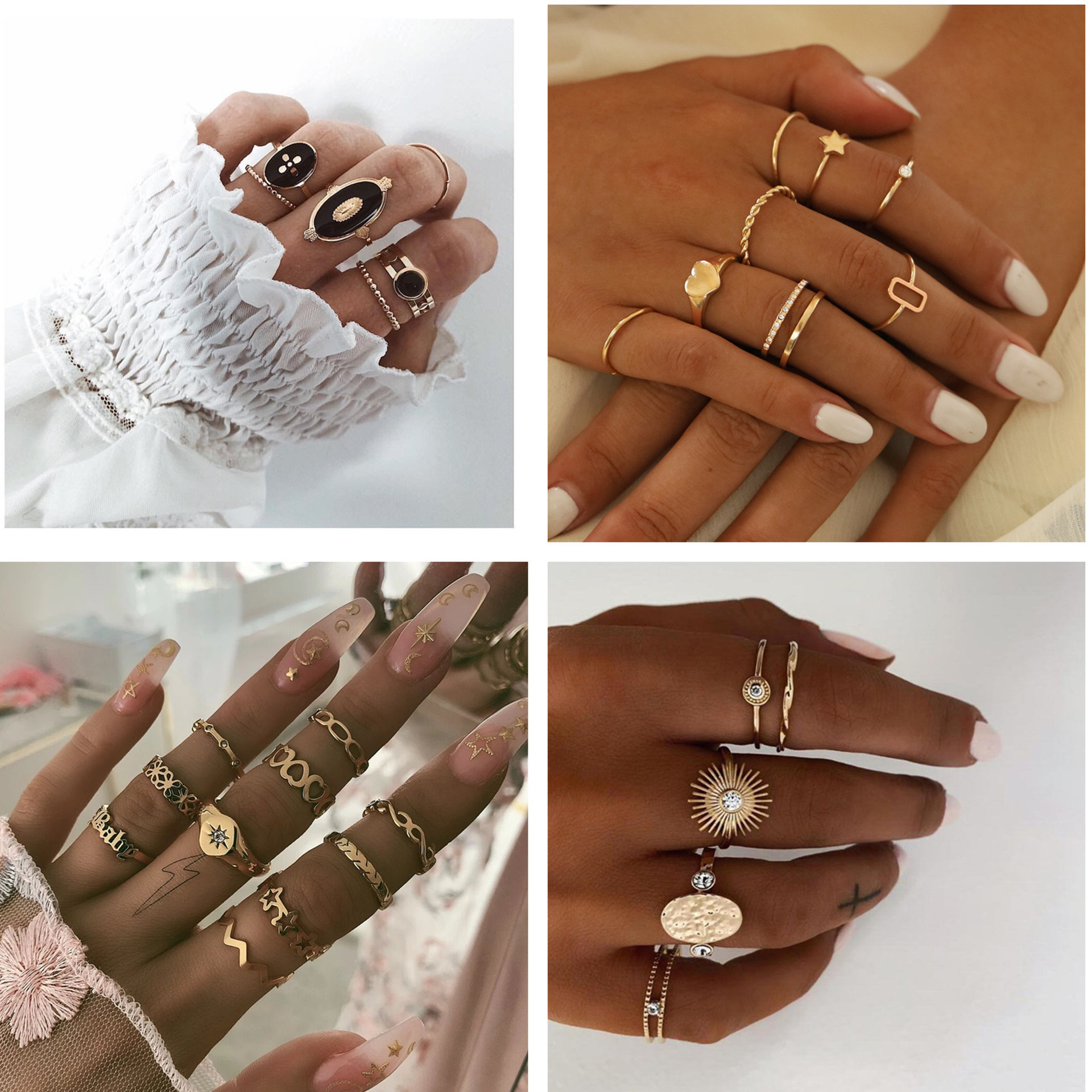 Simple Multi-Piece Geometric Star Diamond Ring