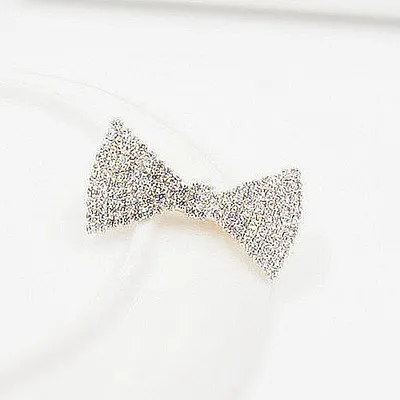Korean Hair Accessories Rhinestone Bangs Clip Big Bow Tie - Shop at LoveMi