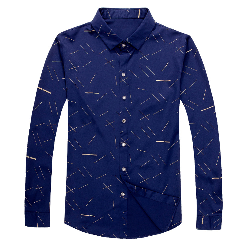 Fashion Line Print Casual Slim Long Sleeve Shirt