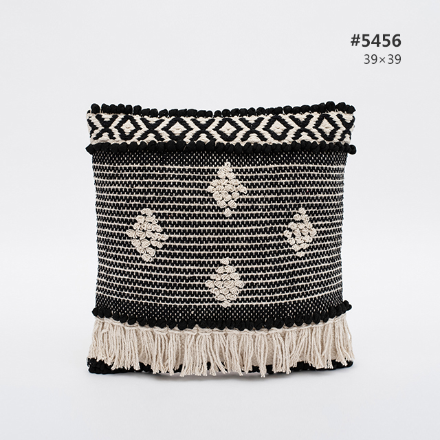 Pure Cotton Knitting Tassel Stripe Pillow