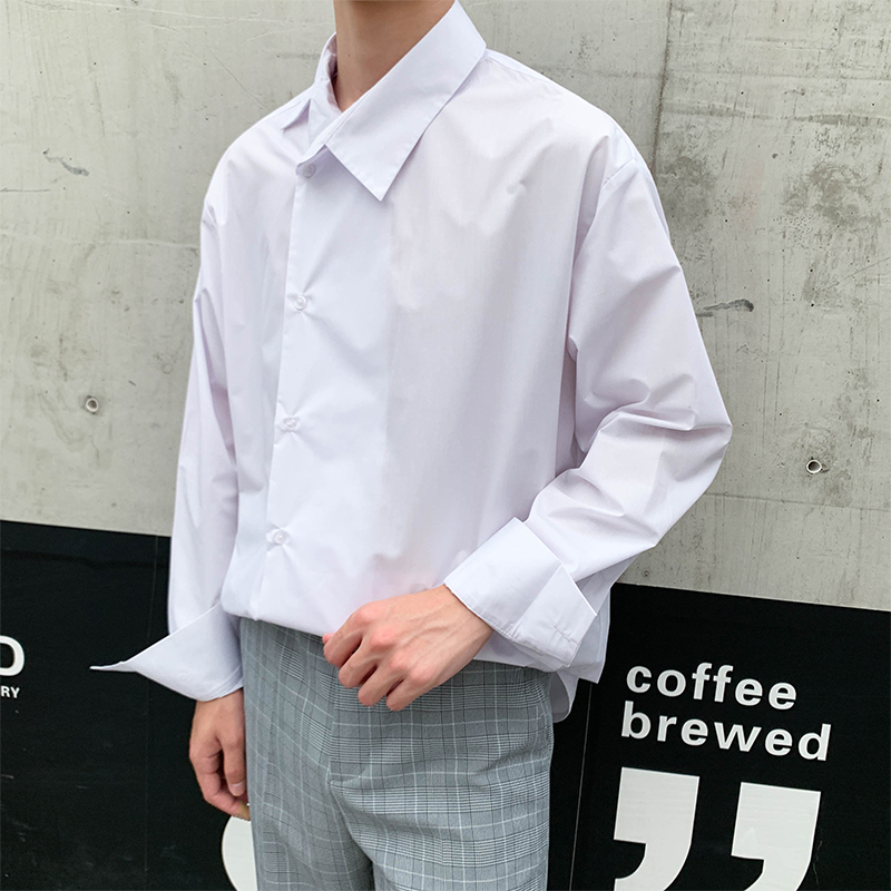 Personalized Asymmetrical Lapel Stripe Business Casual Shirt