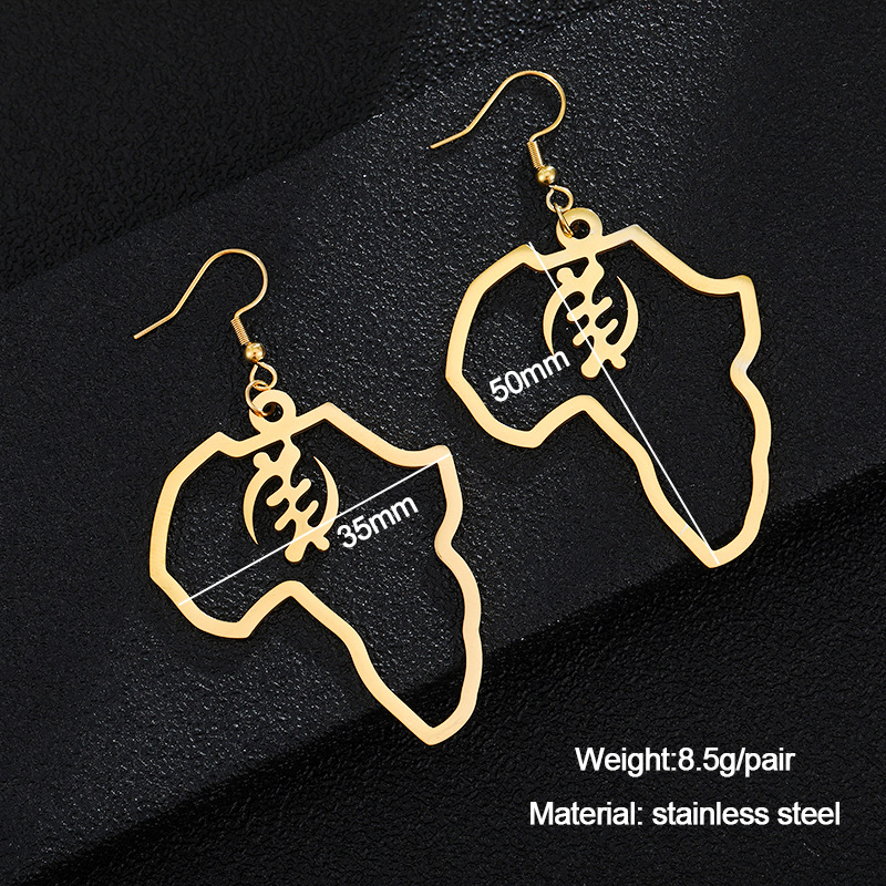 Gold Stainless Steel Adinkra Gye Nyame Earrings
