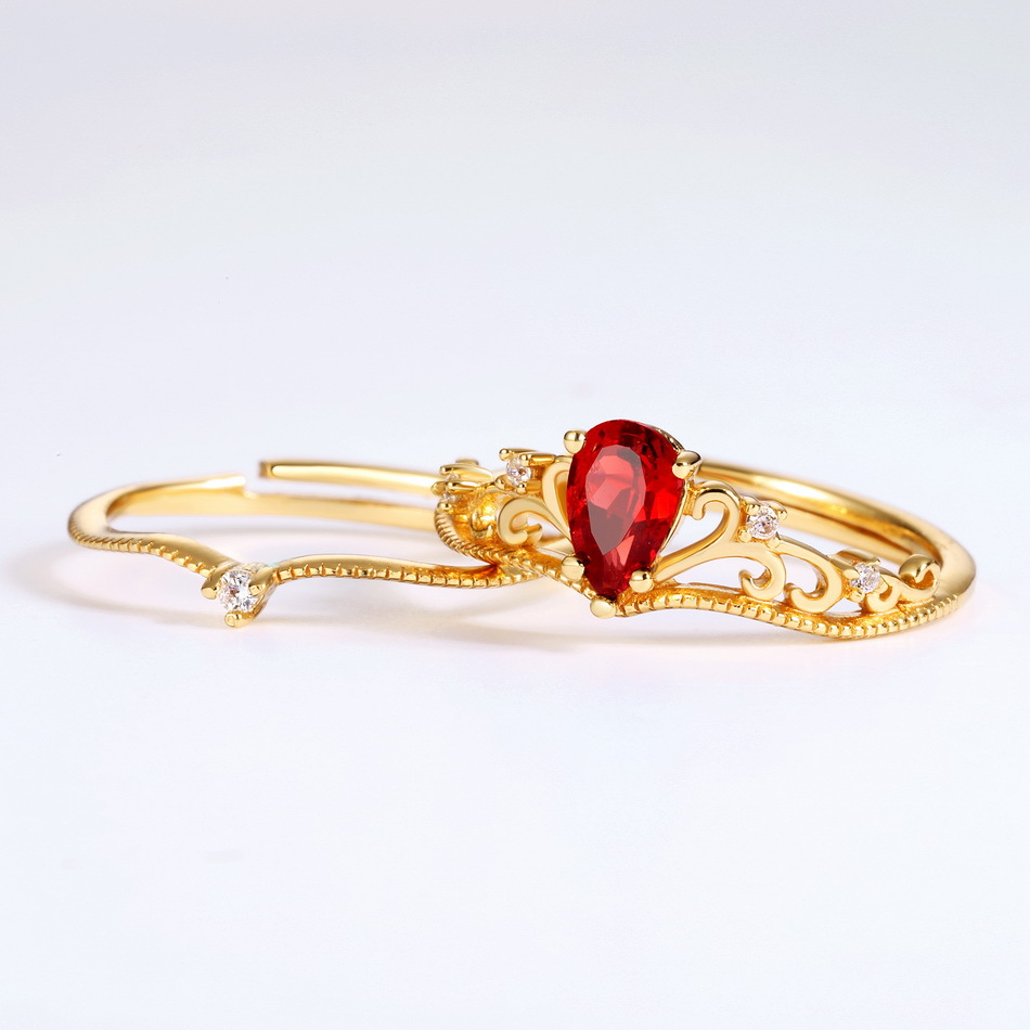 Garnet14K Gold Palace Retro Japanese Ring Girl