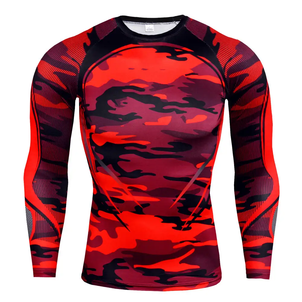 Camouflage Exercise Coat With Long Sleeves And Round Neck
