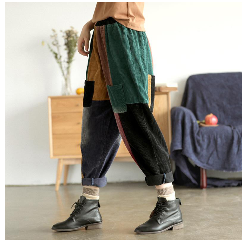 Original Large Size Autumn New Corduroy Harlan Trousers Women's Versatile Fashion