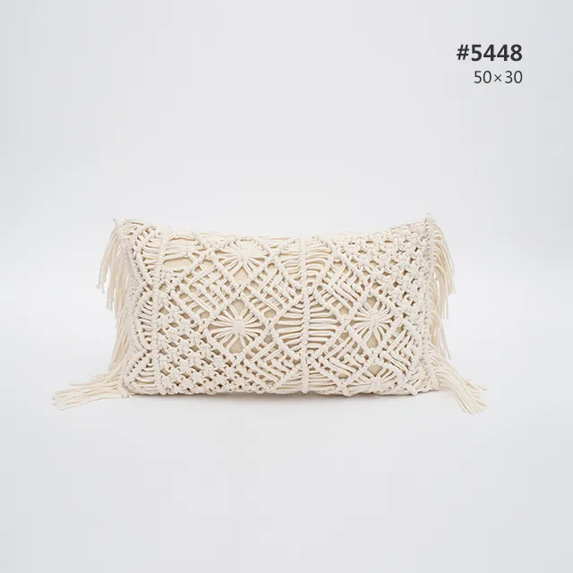 Pure Cotton Knitting Tassel Stripe Pillow 1Style - Shop at LoveMi