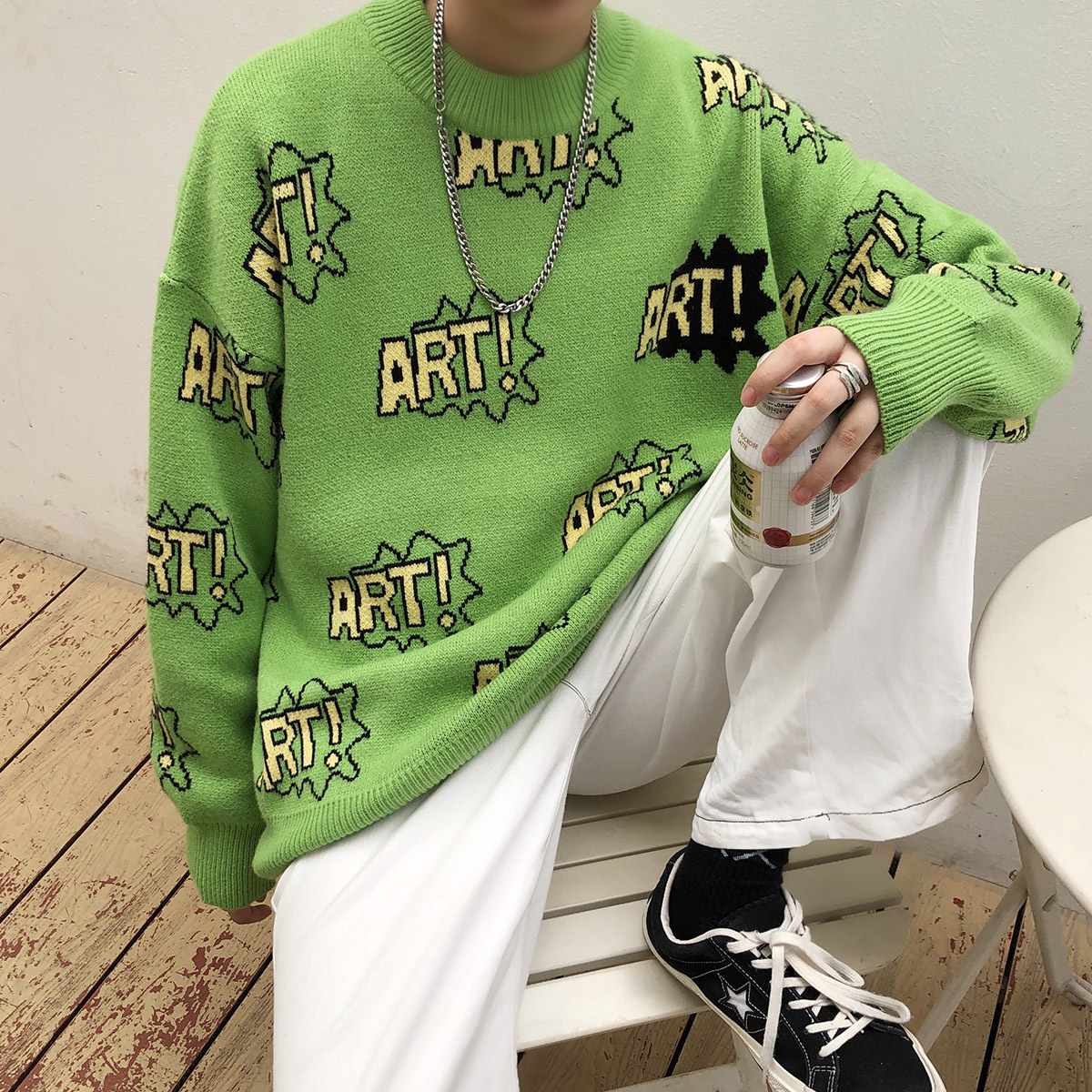 Boys Casual Loose Letter Sweater Sweater