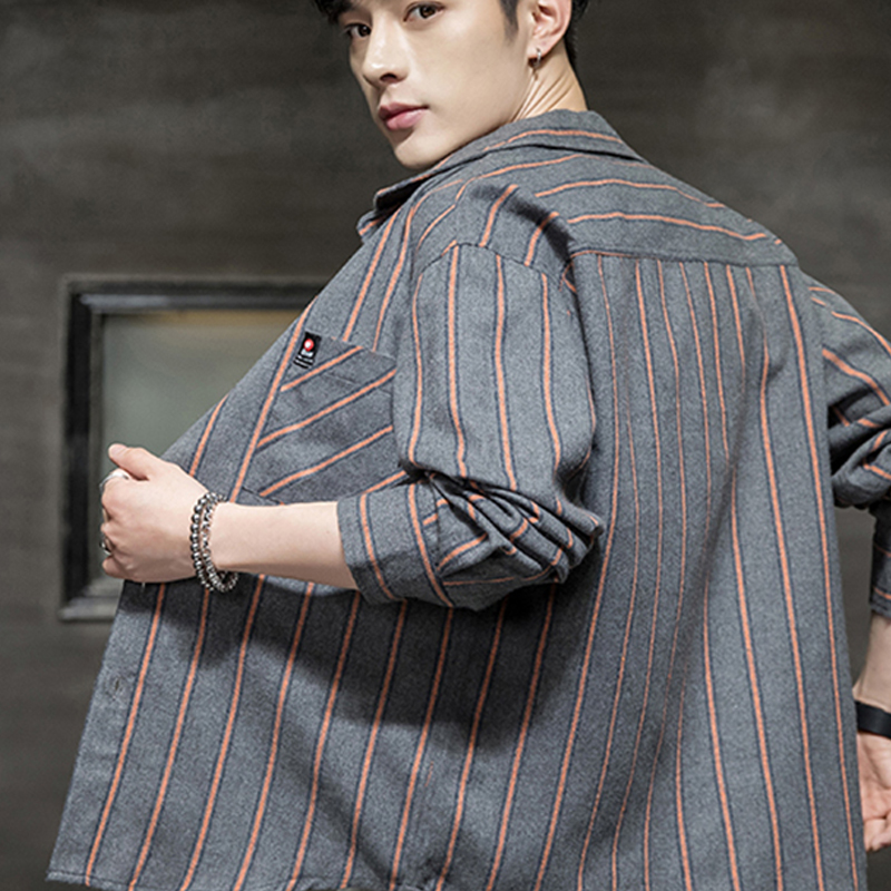 Fashion All-match Men's Loose Warm Plaid Shirt