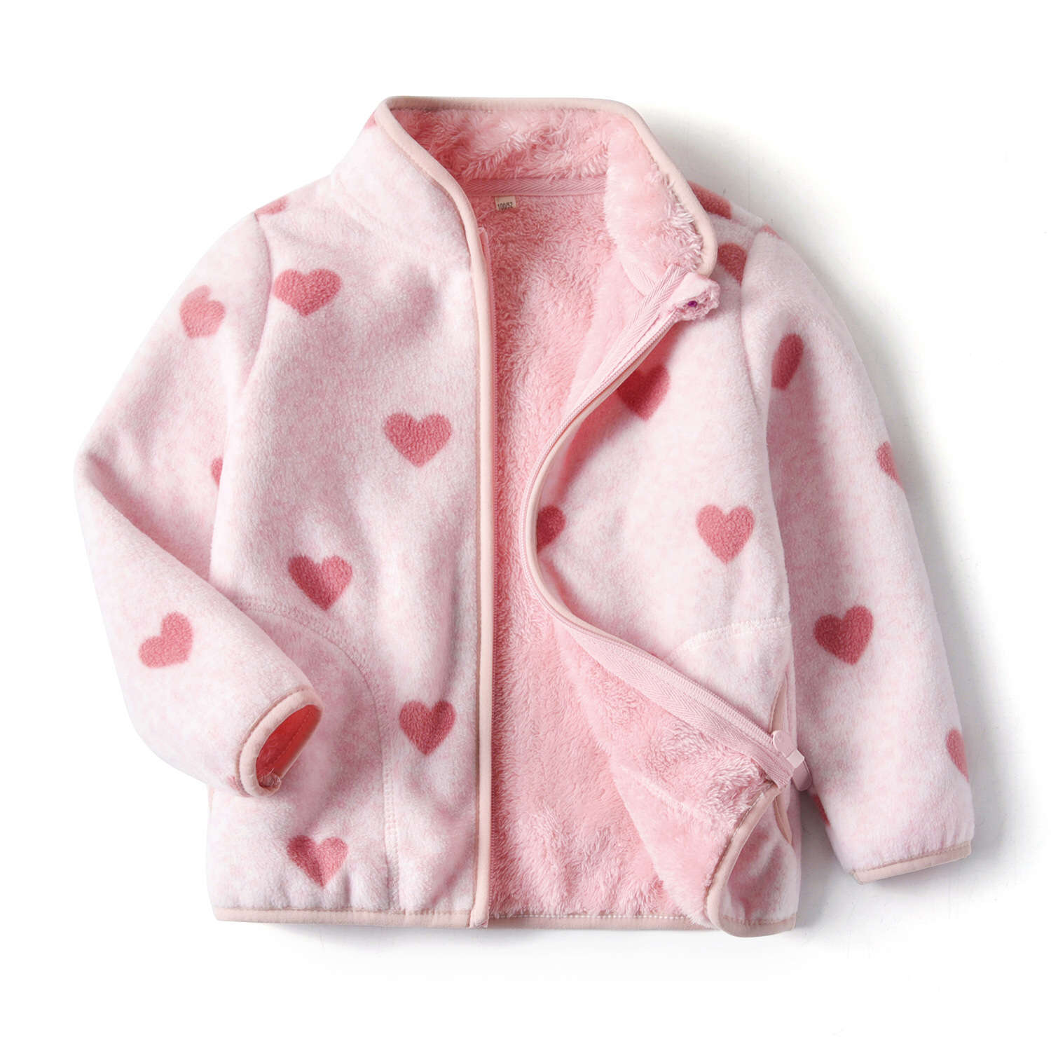 Women's Polar Fleece Jacket Children's Stand Collar Plus Fleece Pink