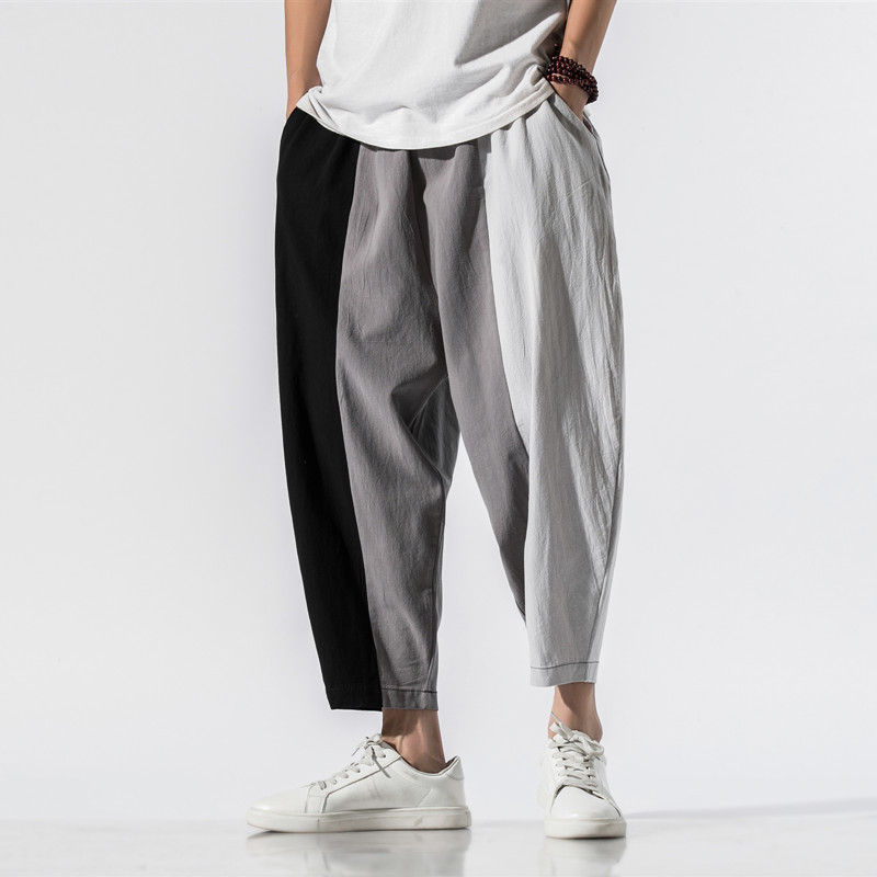 Loose Thin Wide Leg Pants Men's Striped Lantern Pants