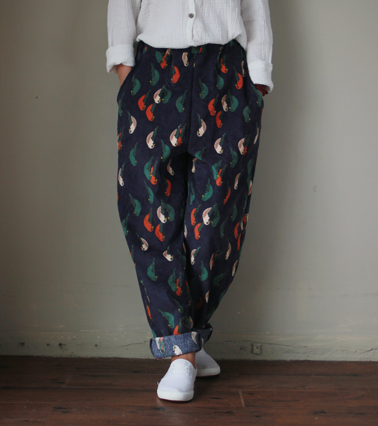 Bird print pants