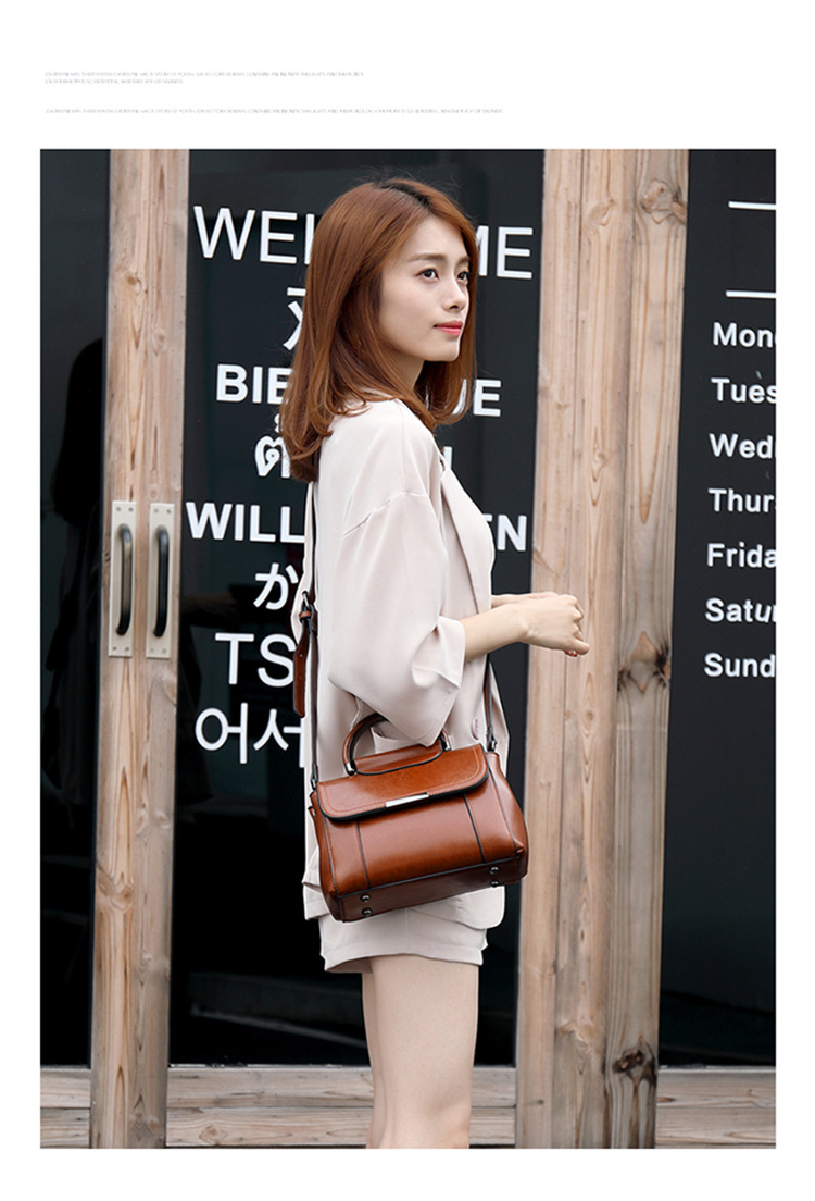 Oil Wax Leather OL Commuter Shoulder Handbag