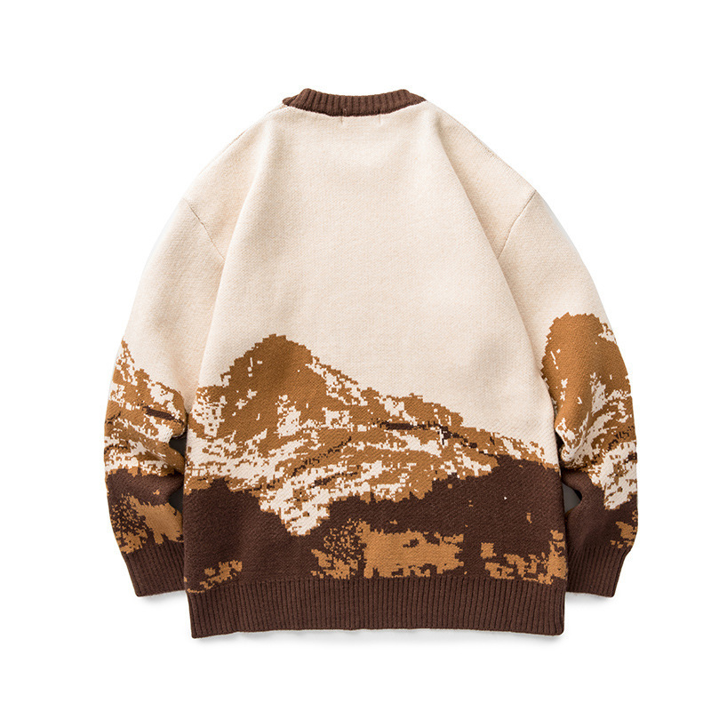 Snow Mountain Sweater Men Gradient Casual Knit Sweater
