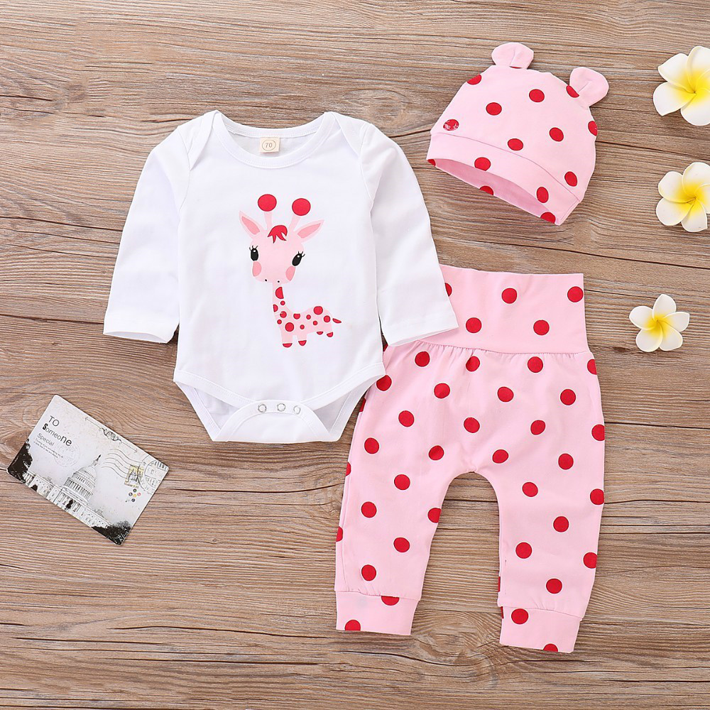 Children's Giraffe Polka Dot Printed Long Sleeve Suit