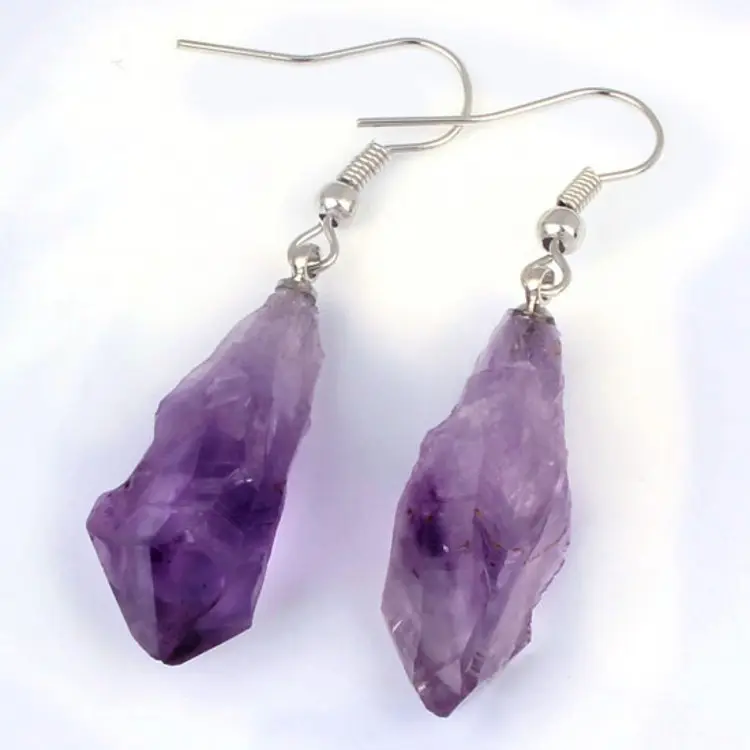Natural Crystal Unshaped Rough Stone Earrings