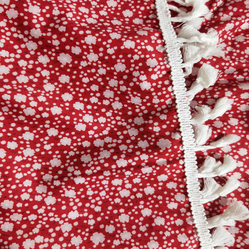 New European And Beautiful Small Floral Fringed V-Neck Dress