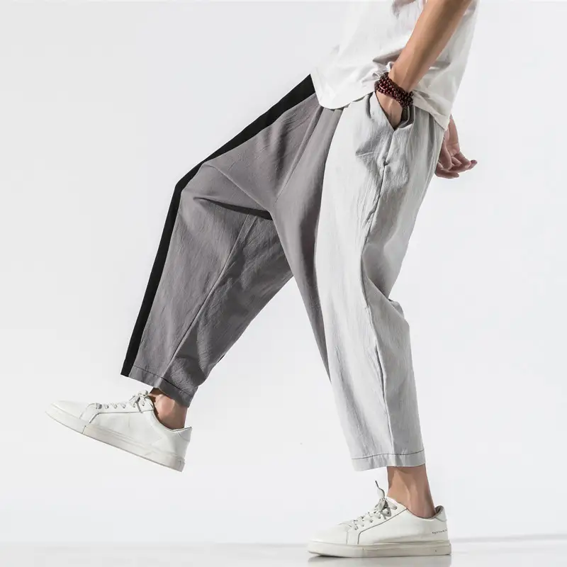 Loose Thin Wide Leg Pants Men's Striped Lantern Pants