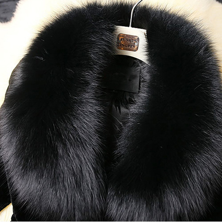 Imitation Fur Rabbit Hair Splicing Big Hair Collar Slim Overcoat