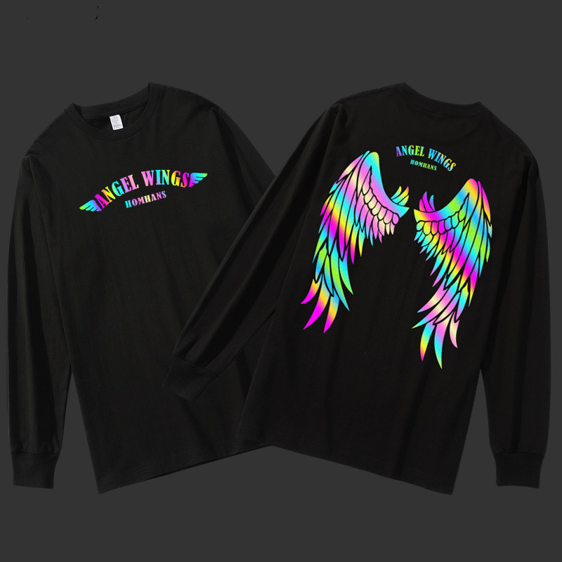 Reflective Colorful Wings Cotton Short Sleeve T Shirt