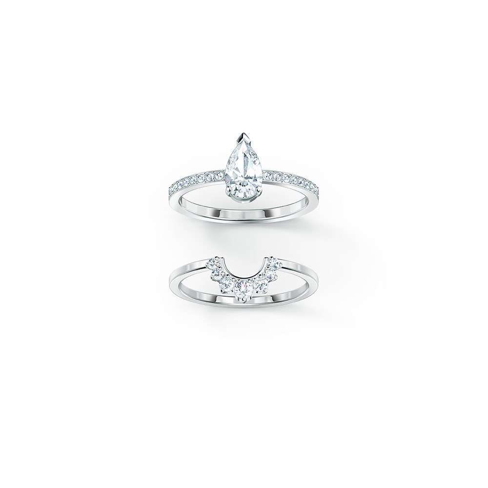 A crystal Light Stacking Ring Water Drop Crown Shape Stacking Ring