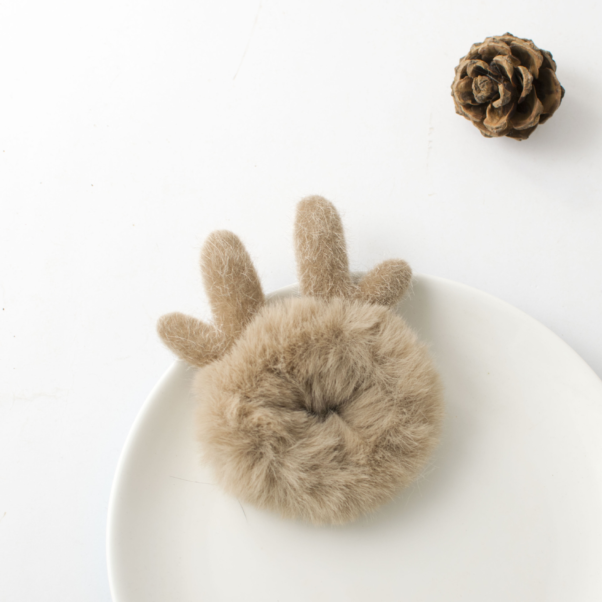 Sweet Plush Antlers Cute Girl Heart sen Three dimensional Deer Christmas Hair Accessories Khaki - Shop at LoveMi