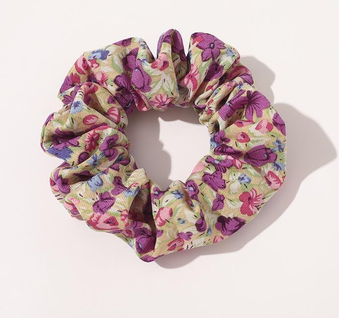 Vintage Floral Large Intestine Circle Hair Tie Dark Purple - Shop at LoveMi