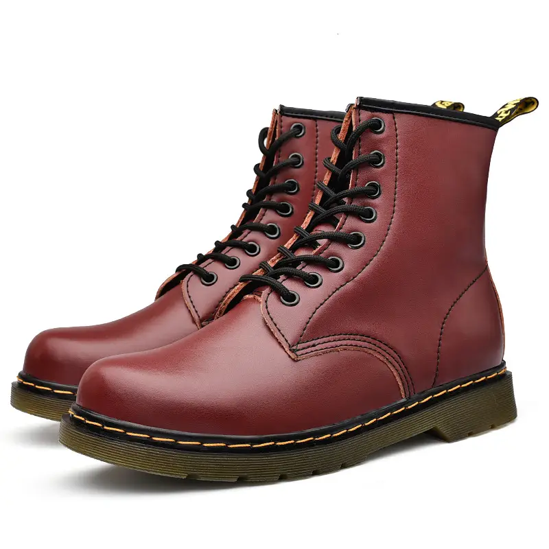 Two-Layer Cowhide Martin Boots Short Couple Leather Boots