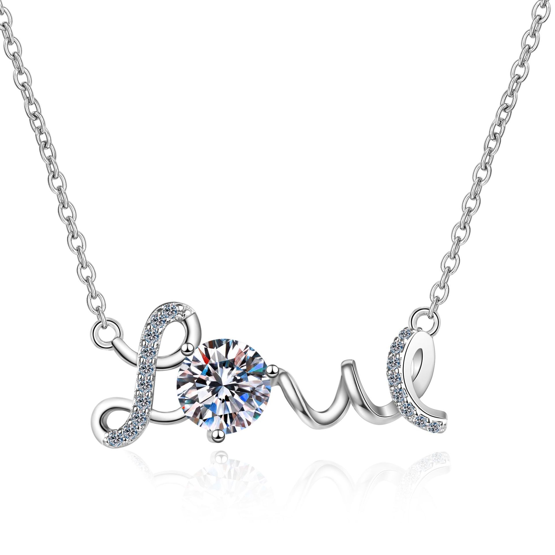 Sterling Silver Plated Moissanite Fashion Classic Necklace
