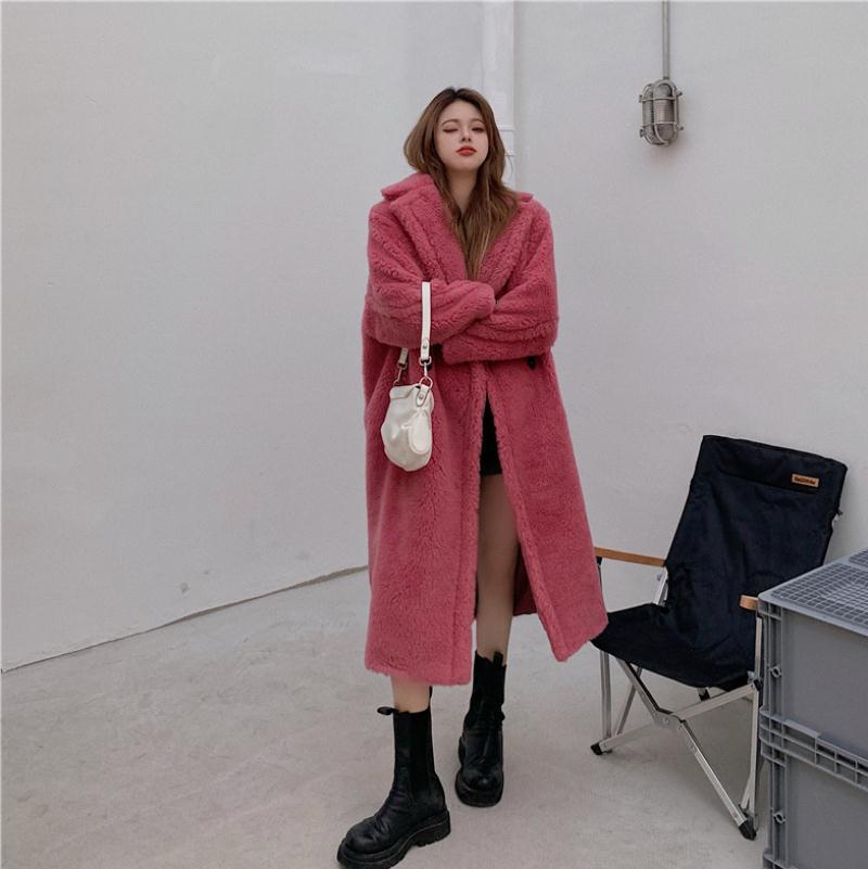 New Winter Thick and Versatile Loose Cardigan Plush Trench Coat