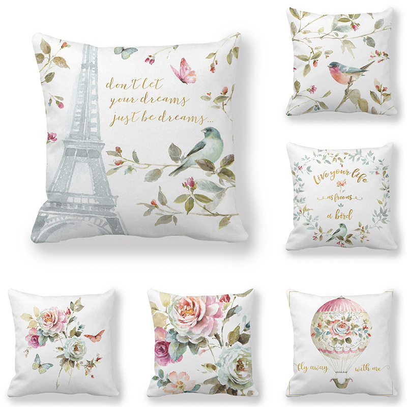 Butterfly Flower Pattern Encrypted Peach Skin Pillowcase