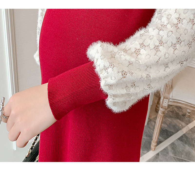 Spring And Autumn New Maternity Dress Fashion Knitted Stitching