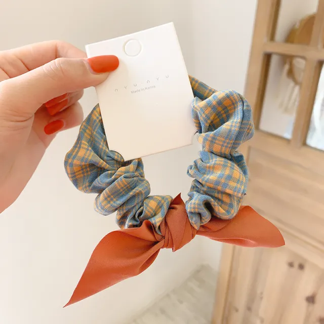 Net Red Simple Bow Knot Hair Rope Rubber Band Female Hair Blue - Shop at LoveMi