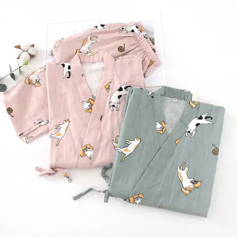 Japanese Mu Ji Pajamas Men's and Women's Kimono