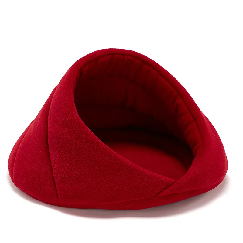 Pet Embracing Kennel Cat Fleece Cage Dog Mat - Wine Red