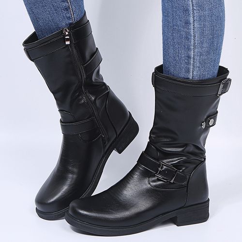 Low Heel Belt Buckle Women's Boots