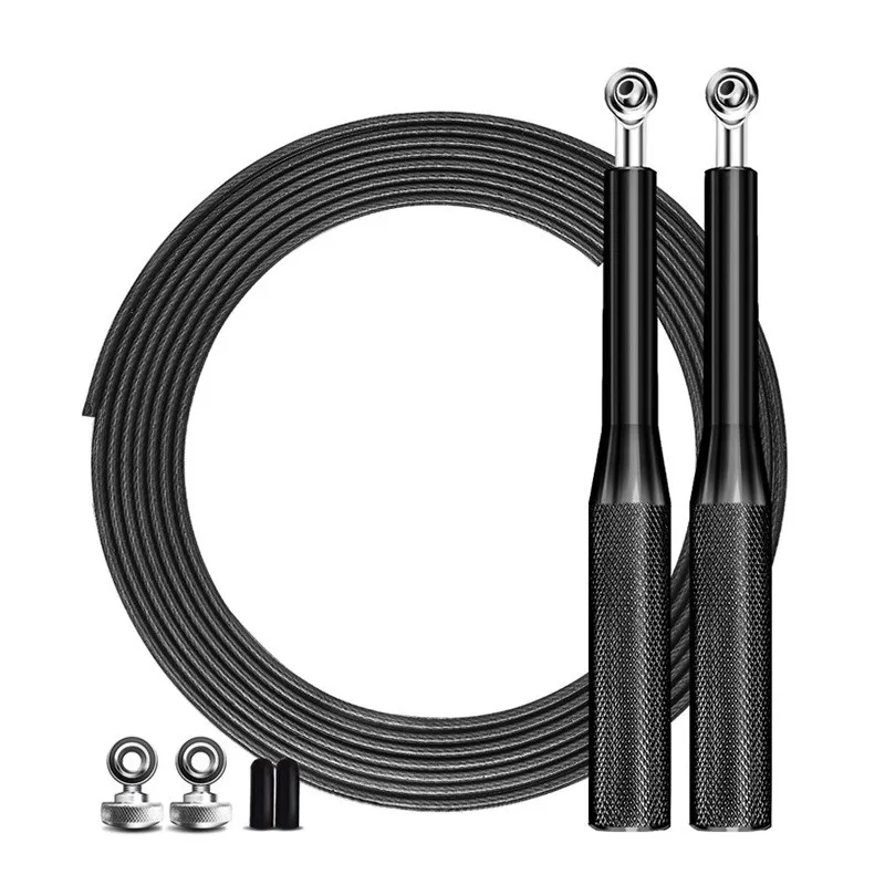 Bearing Skipping Competition Fitness Exercise Weight Skipping Rope - Black
