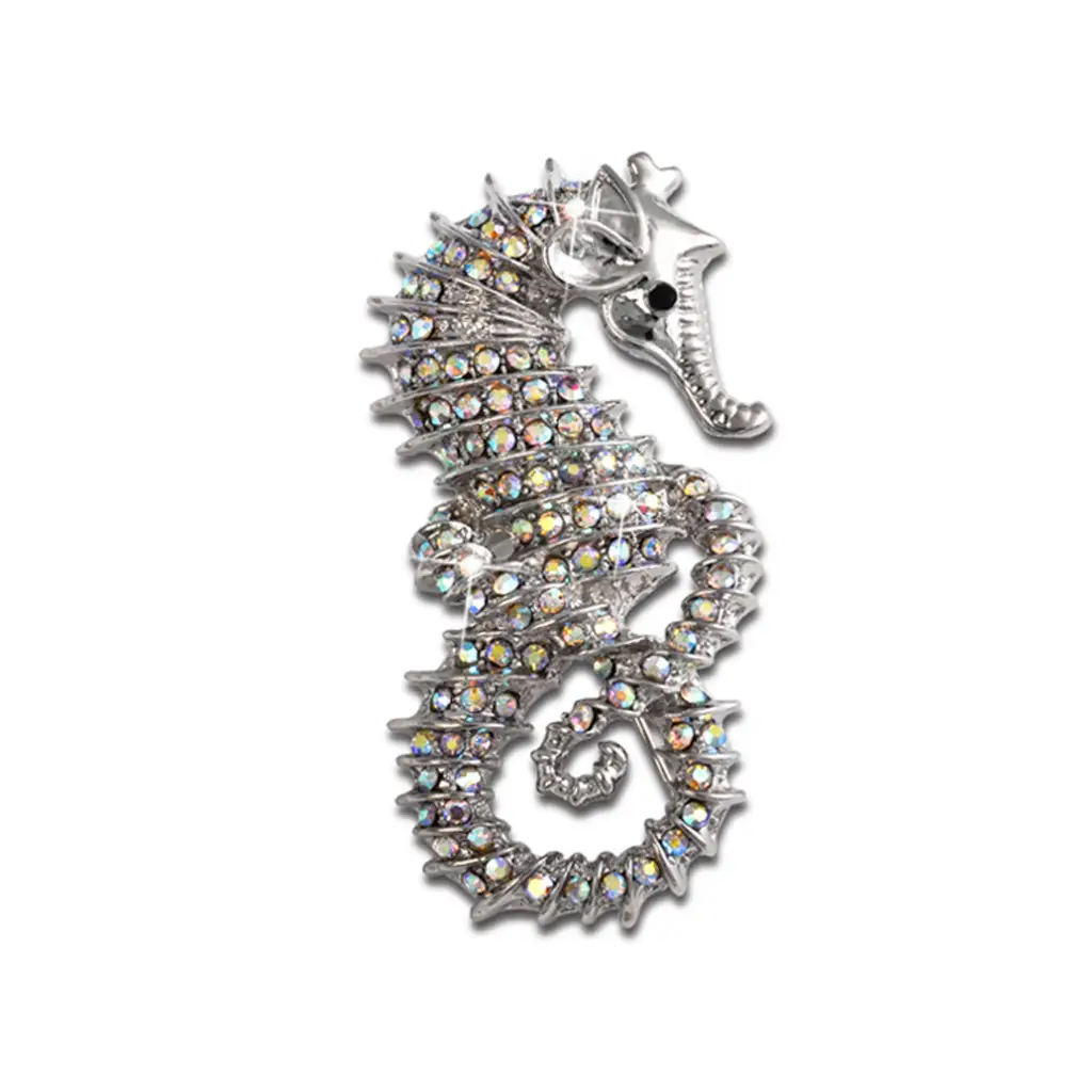 Ocean Series Fashion Diamond Seahorse Brooch