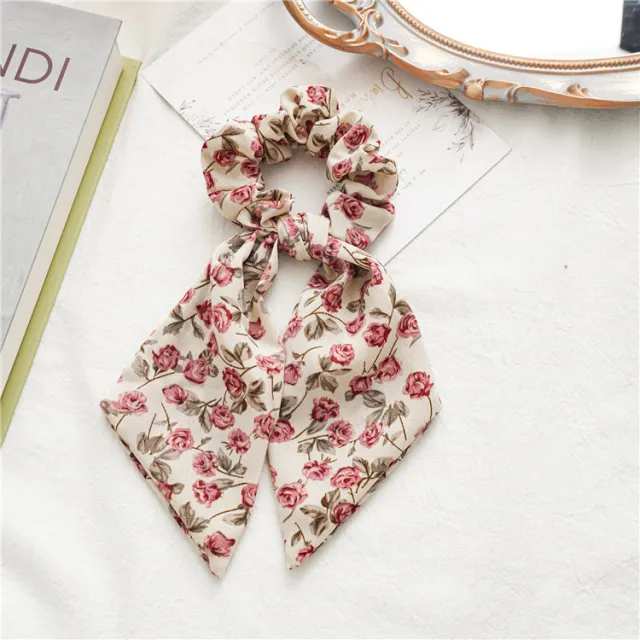 Japan And South Korea Tied Hair Female Cloth Bunny Ear Hair Ring White Pink White - Shop at LoveMi
