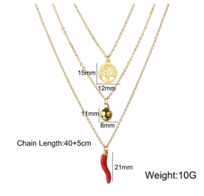 Creativity Fashion Three-layer Chili Necklace Queen Portrait
