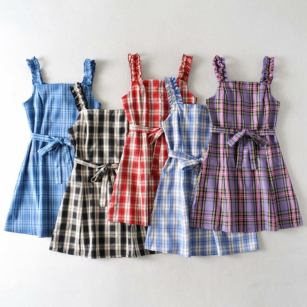 Plaid Suspender Dress Fairy Super Fairy Waist Was Thinner