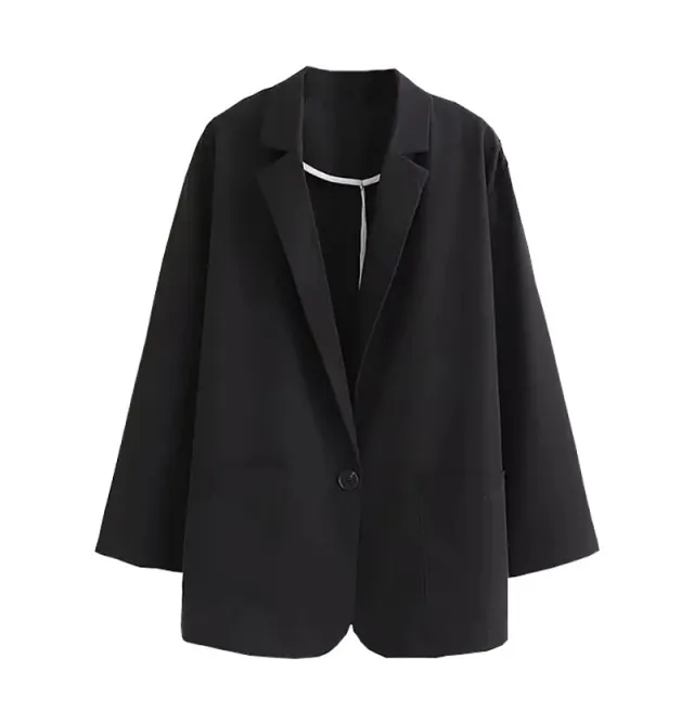 Small Suit Loose And Versatile One Button Suit Collar Casual Jacket Black - Shop at LoveMi